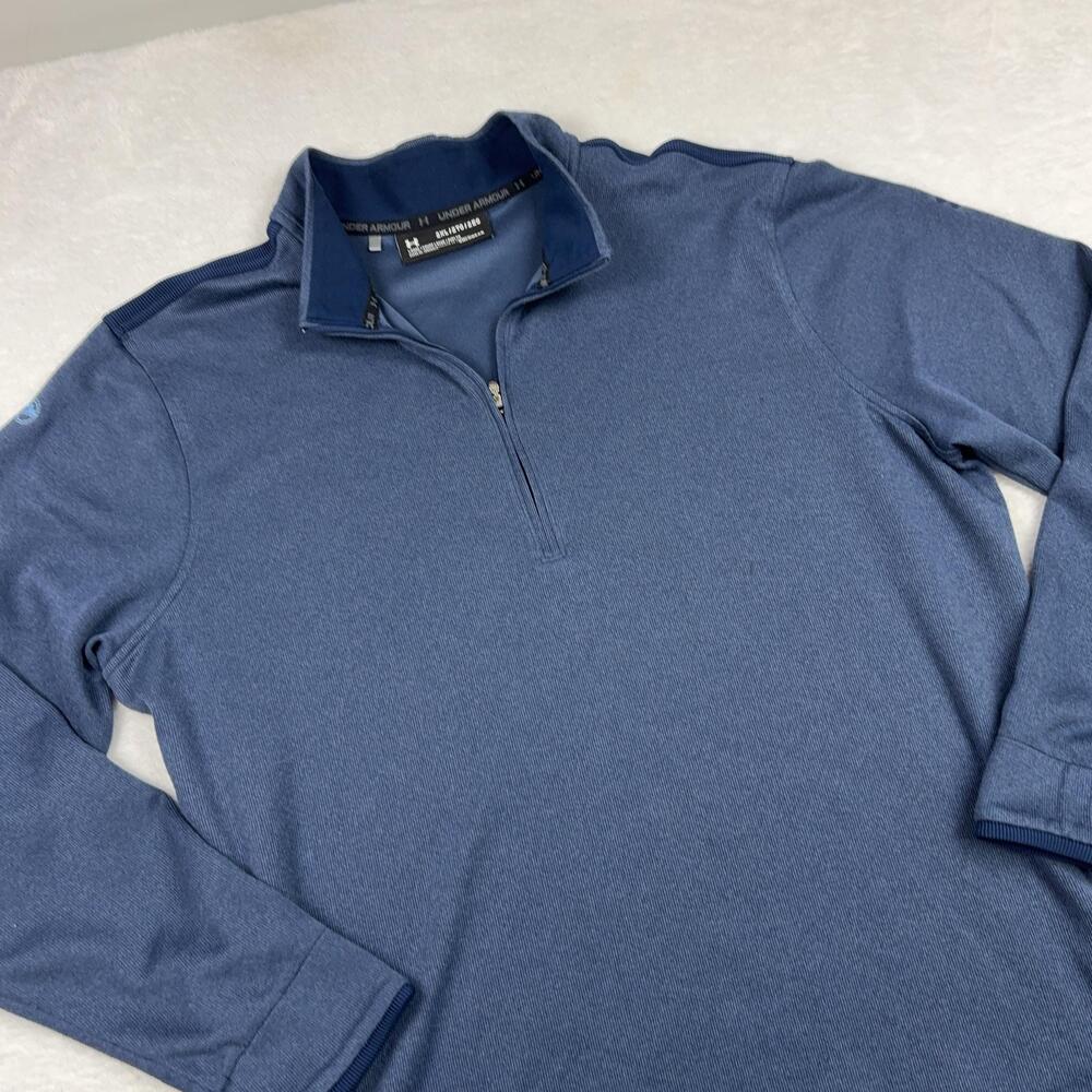 Under Armour Golf Pullover Sweater Men 2XL Blue Mock Neck 1/4 Zip ColdGear